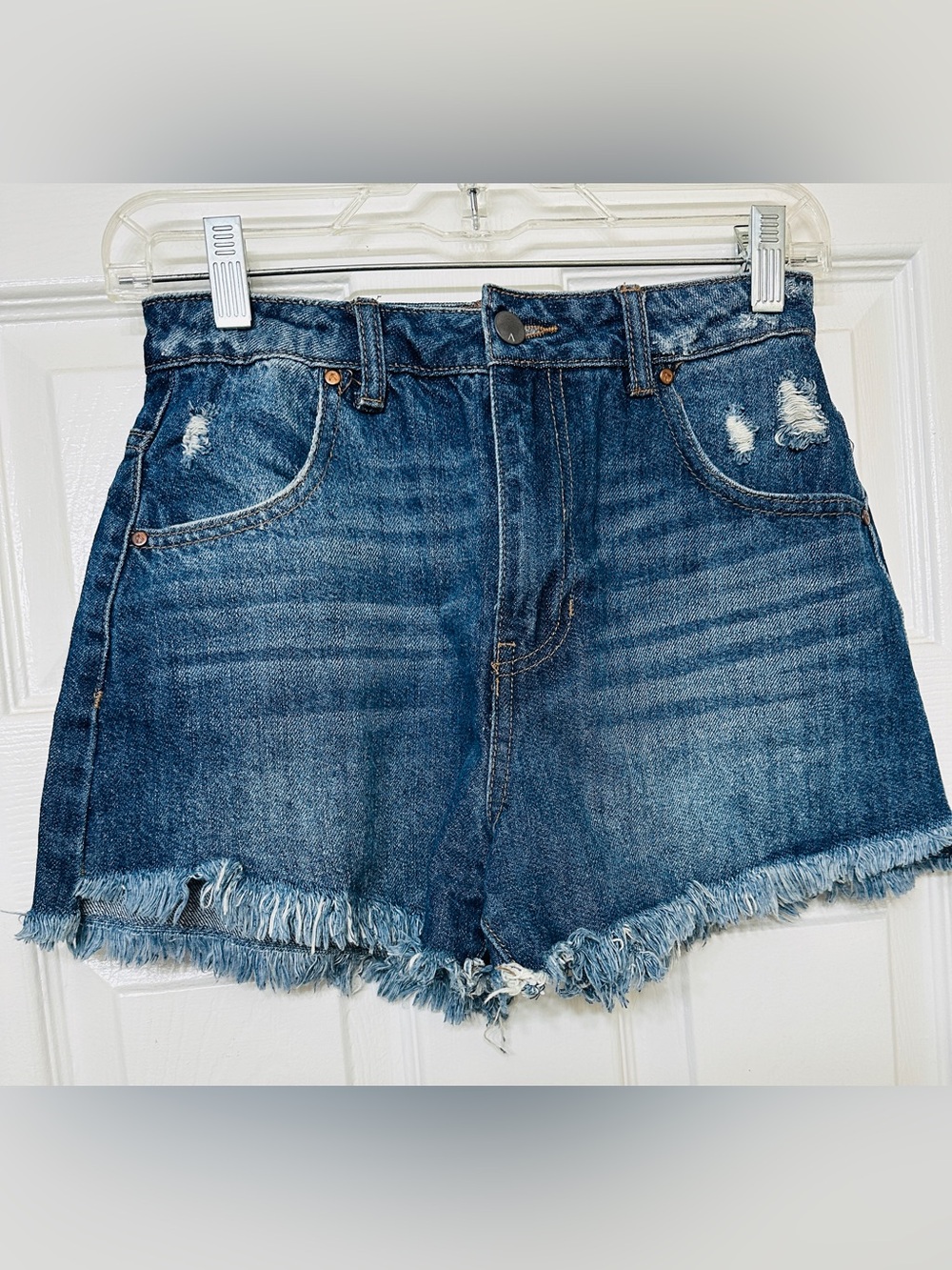 And Now This jean shorts Daisy Duke distressed raw hem ripped denim 26 waist